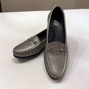 SAS Women's Metro Metallic Silver Leather Horse-Bit‎ Loafers Shoes US Size 7.5